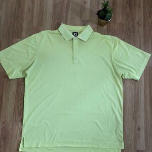 FootJoy Golf Polo Shirt Yellow w/ Gray Dots Short Sleeve